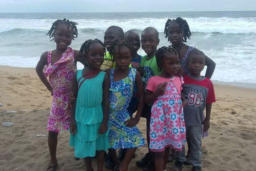 Children on Liberian beach